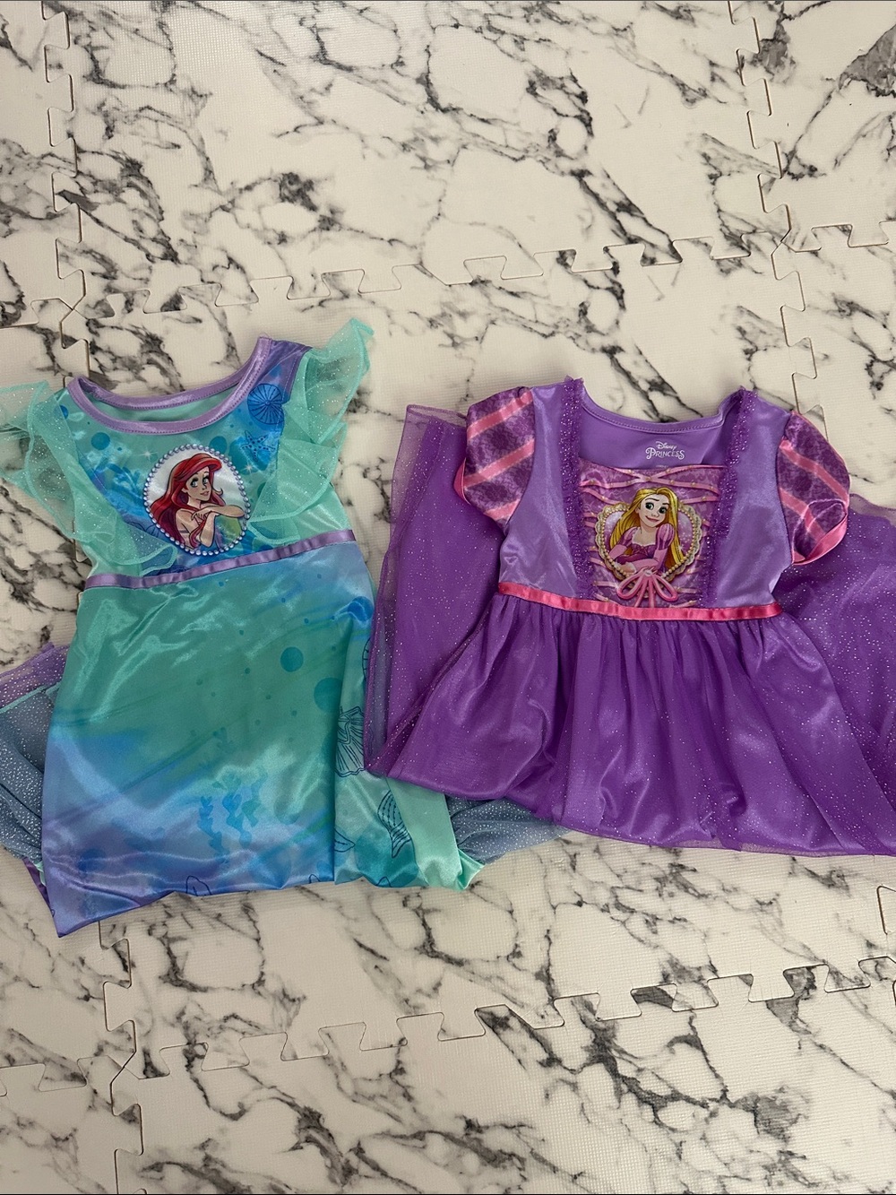 Disney Ariel Teal & Rapunzel Purple Dress-Up Costumes/ Nightgowns